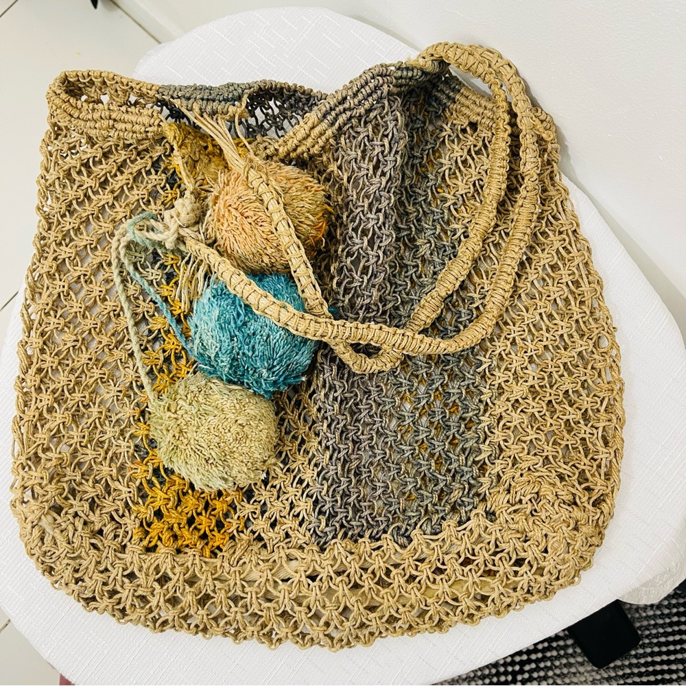 Handcrafted Tan Crochet Tote Bag